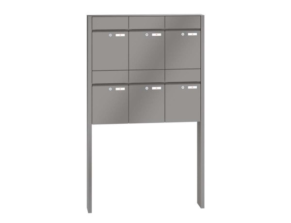 Freistehend zum Einbetonieren RENZ Plan Graualuminium RAL 9007 6 Briefkästen